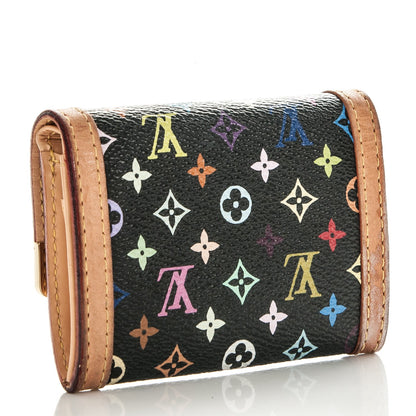 Louis Vuitton Monogram Multicolor Porte-Monnaie Plat Coin Purse Black 3 of 6
