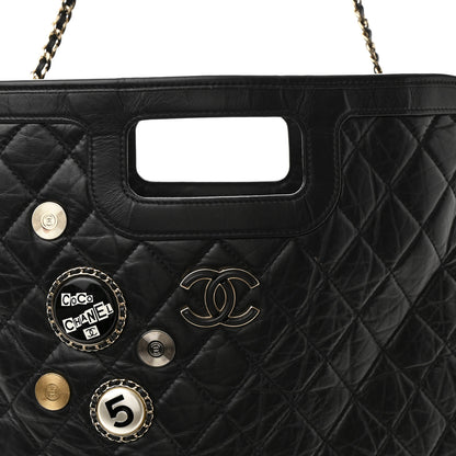Chanel Aged Calfskin Medium Charm Shopping Bag Black 8 of 10