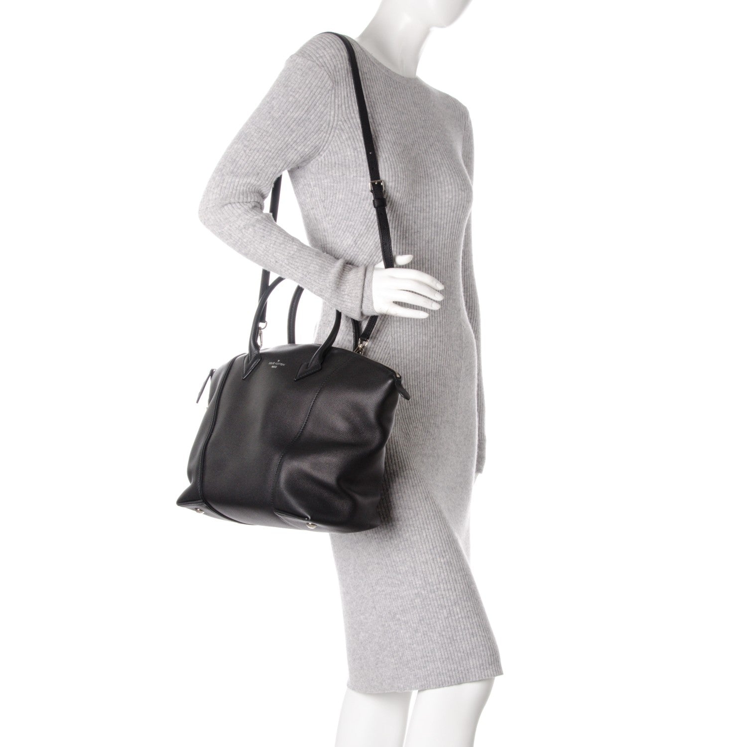 Louis Vuitton Veau Cachemire Soft Lockit MM Black 2 of 10