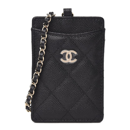 Chanel Caviar Quilted Card Holder On Chain Black 1 of 9