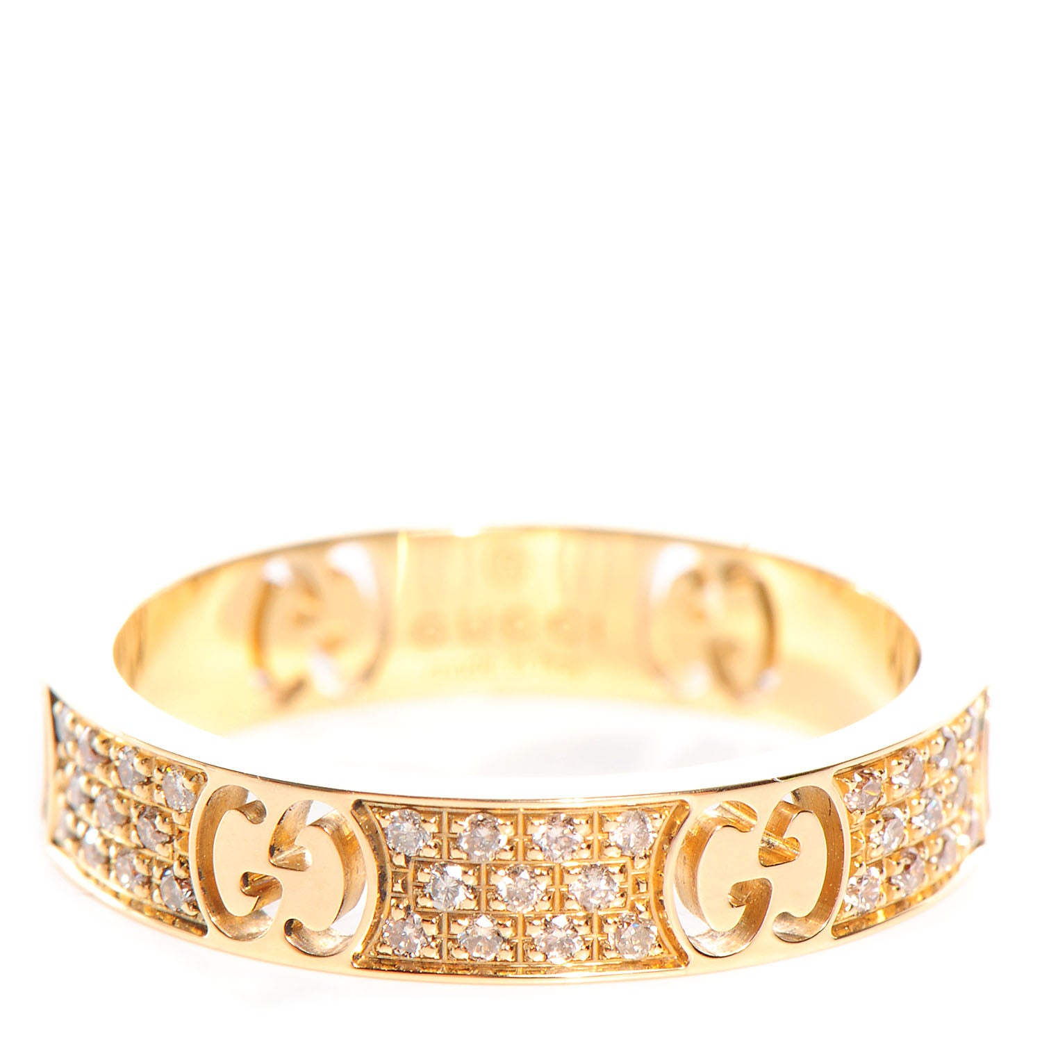 Gucci 18k Yellow Gold Diamond Icon Stardust Thin Band Ring 5.75 1 of 5
