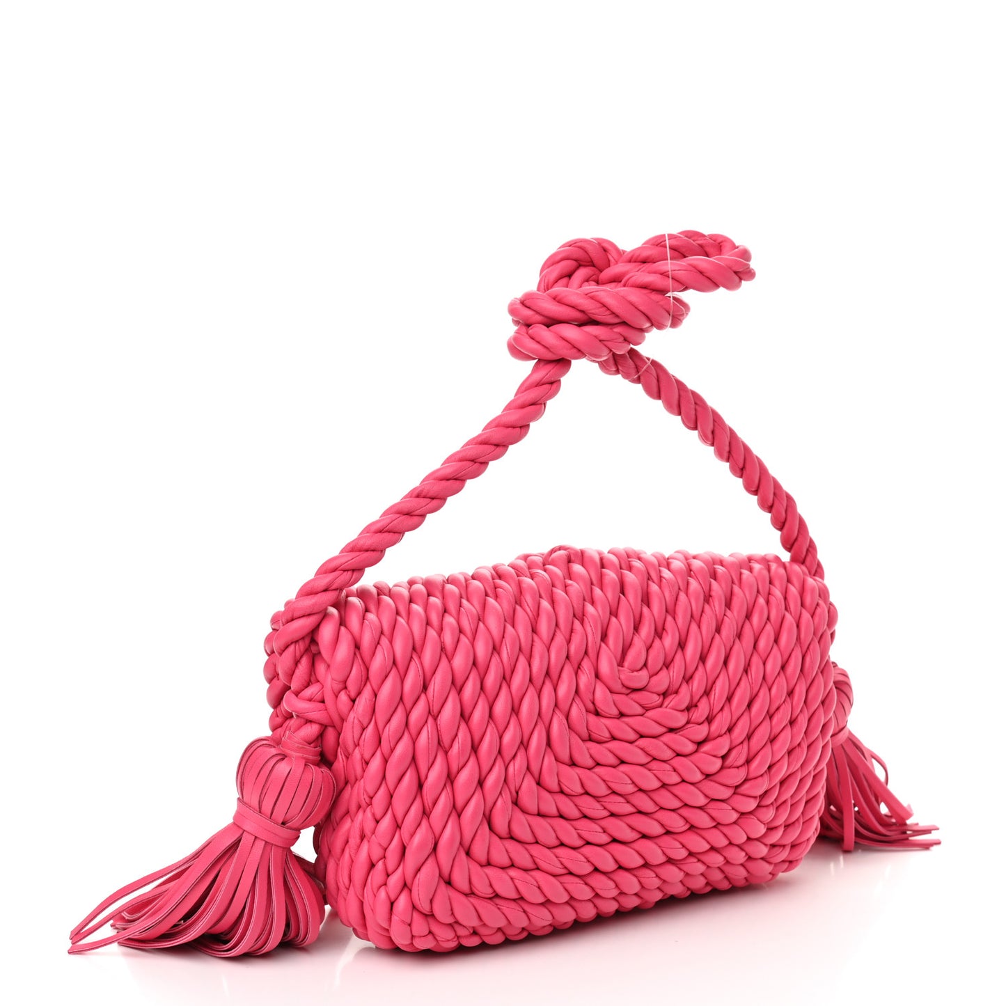 Lambskin Torchon Tasseled Twisted Shoulder Bag Lollipop
