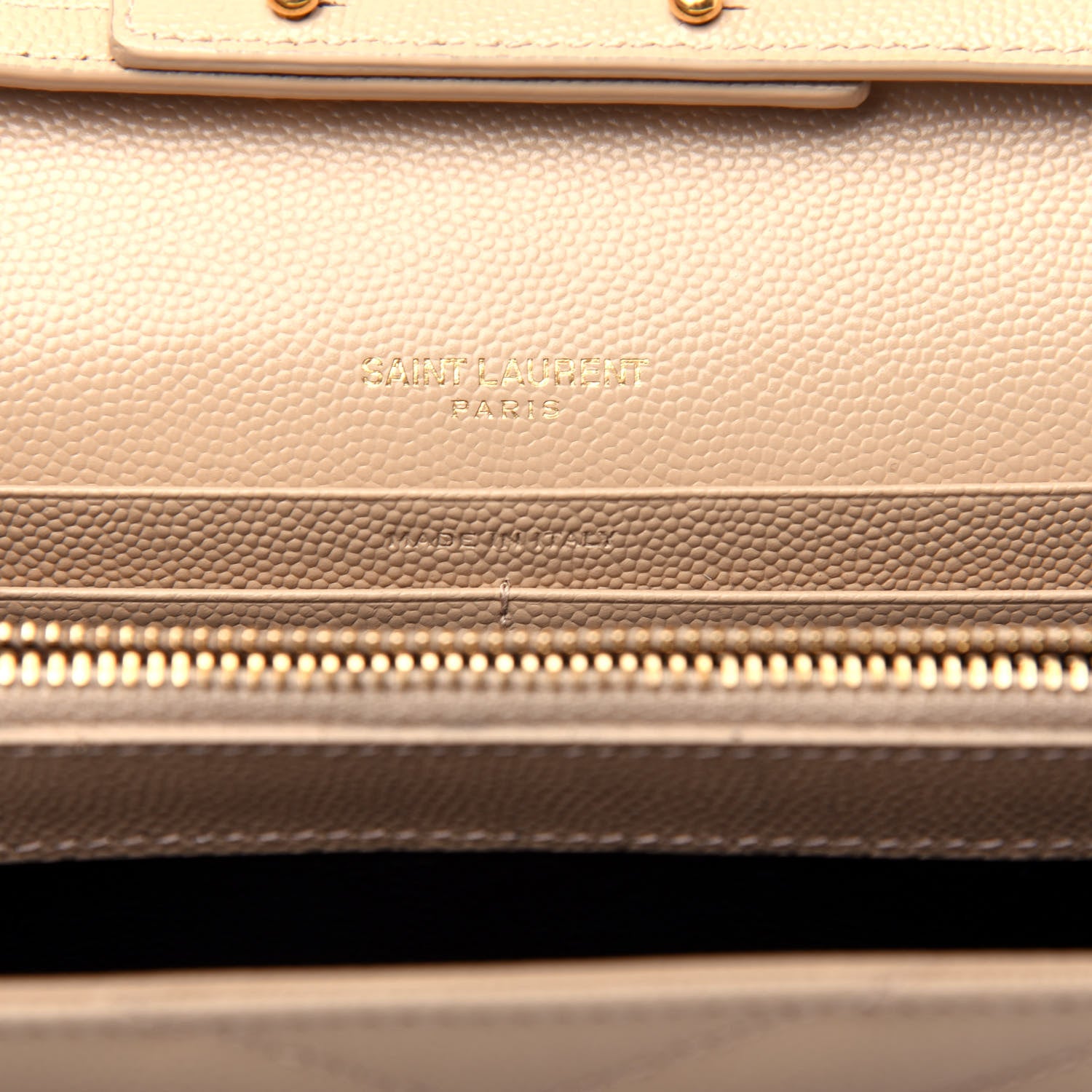Saint Laurent Grain De Poudre Matelasse Chevron Monogram Chain Wallet Nude Powder 6 of 10