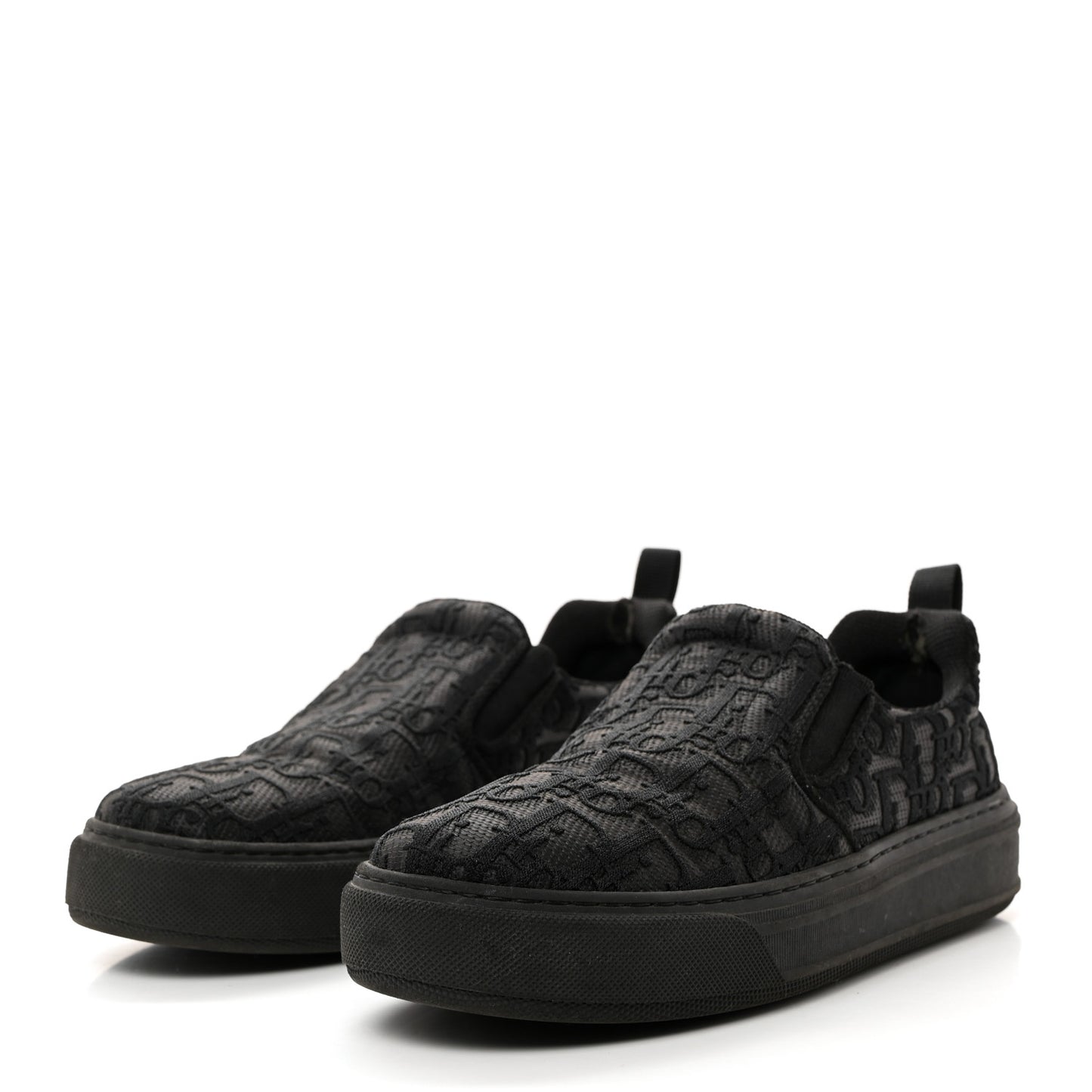 Shiny Technical Fabric Oblique Embroidered Womens Solar Slip On Sneakers 38.5 Black