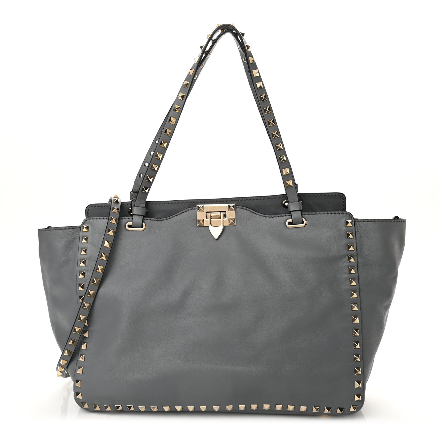 Vitello Medium Rockstud Tote Grey