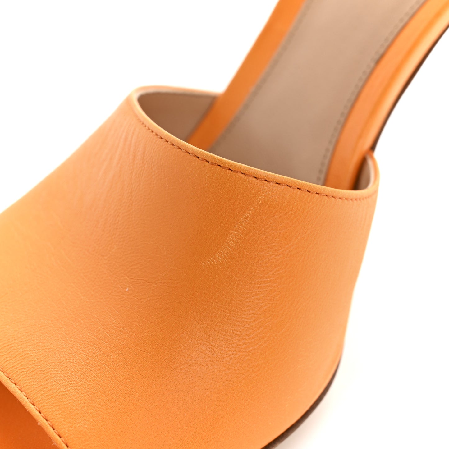 Lambskin Stretch 90mm Mule Sandals 39 Tangerine