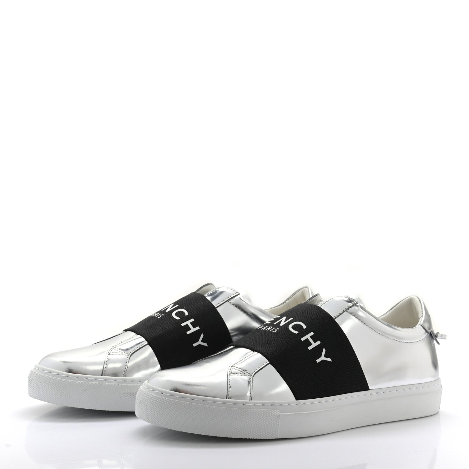 Givenchy Calfskin Band Logo Womens Urban Street Sneakers 40.5 Silvery 3 of 8