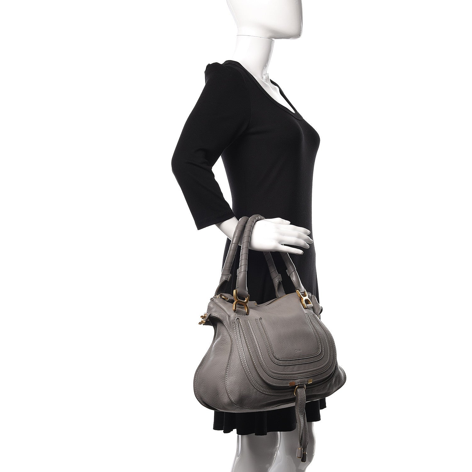 Chloe Calfskin Medium Marcie Satchel Cashmere Grey 2 of 9
