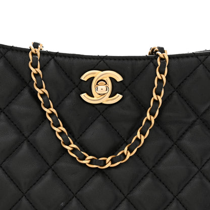 Chanel Lambskin Quilted Small Pearl Crush Hobo Black 8 of 14