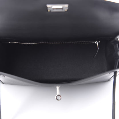 Hermes Berline Toile Swift Kelly Sellier 32 Black Ecru 6 of 12
