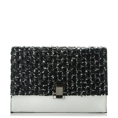 Proenza Schouler Lambskin Woven Small Lunch Bag Clutch Black White 1 of 7