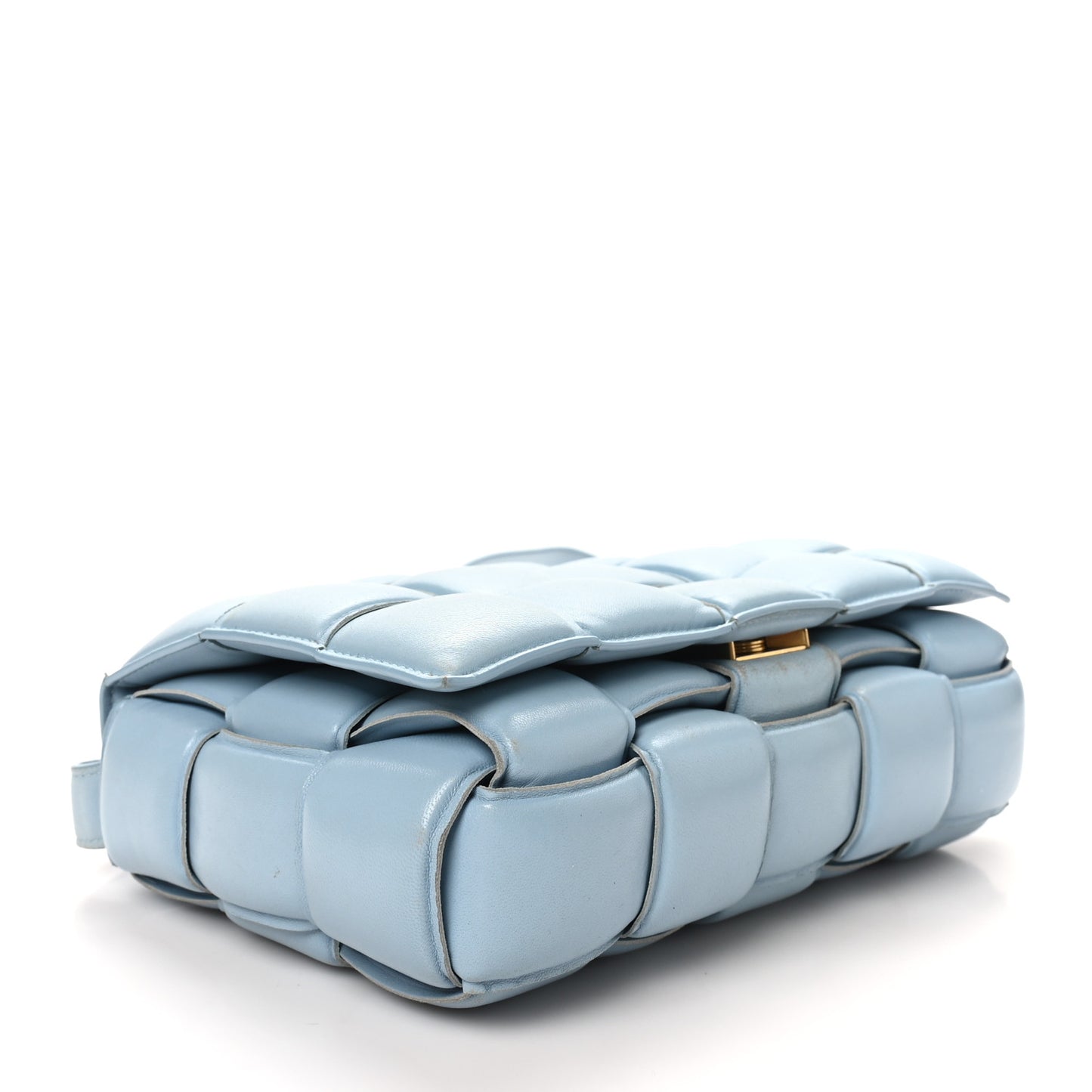 Nappa Maxi Intreccio Padded Cassette Crossbody Bag Ice