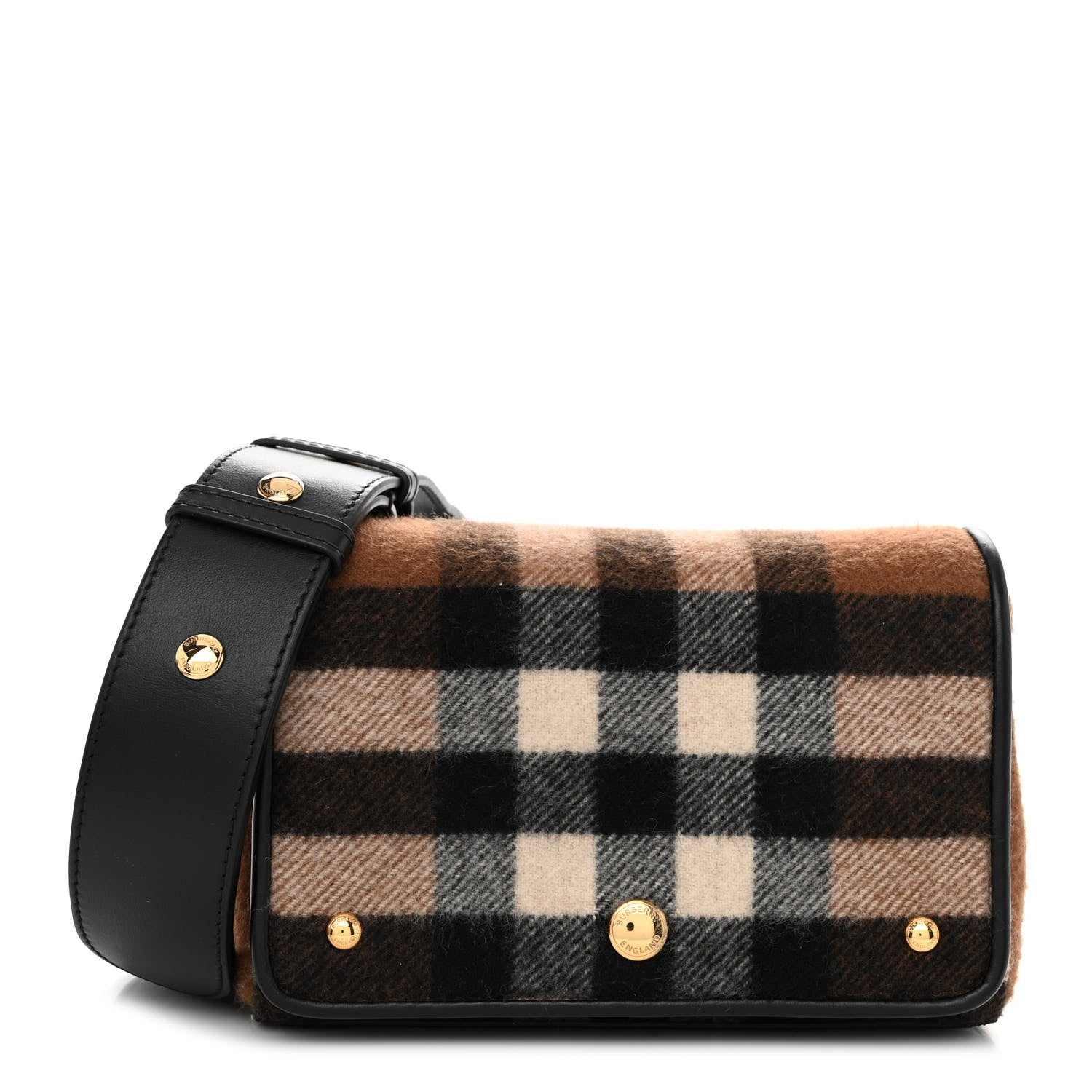 Burberry Cashmere Hackberry Check Note Medium Crossbody Bag Brown 1 of 9