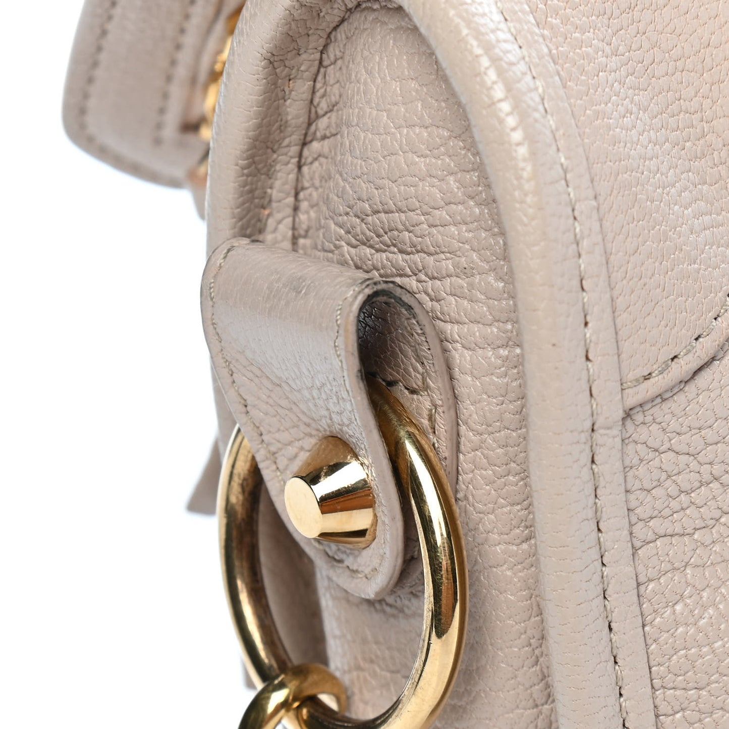 Chevre Gold Metallic Edge Hardware S City Beige Praline