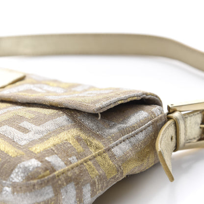Fendi Metallic Lurex Zucca Baguette Gold Silver 8 of 11