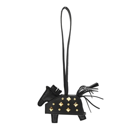 Hermes Milo Lambskin Studded Grigri Rodeo Robeo Rock Horse Bag Charm PM Black 1 of 5