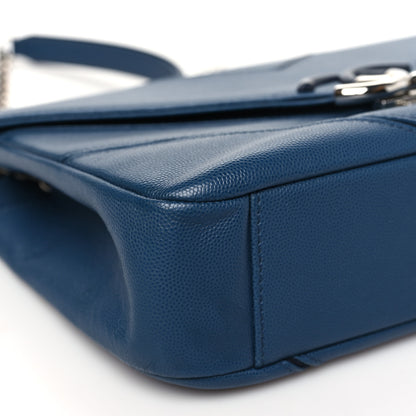 Chanel Caviar Macro Chevron Single Flap Blue 9 of 11