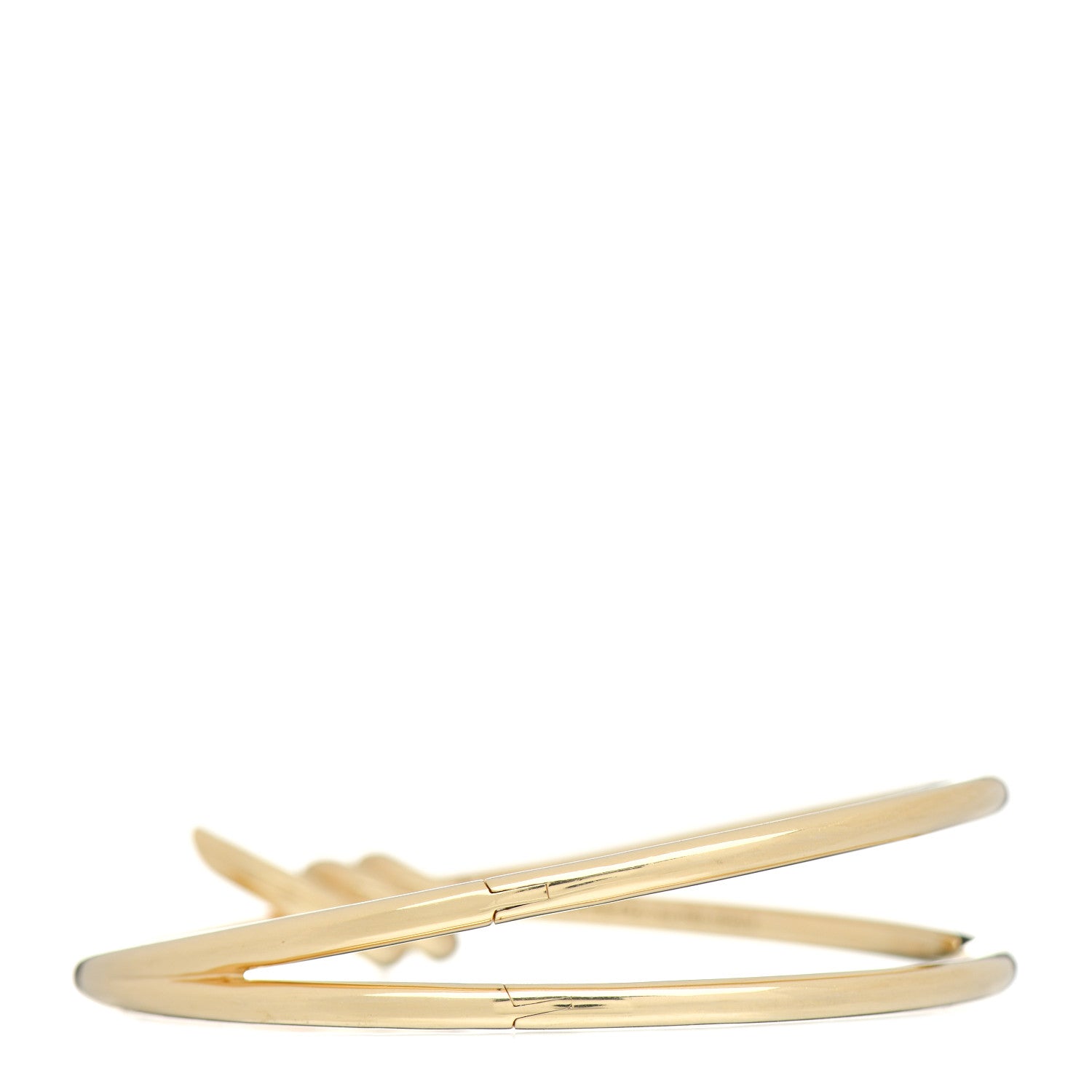 Tiffany 18K Yellow Gold Double Row Knot Hinged Bangle Bracelet 3 of 5