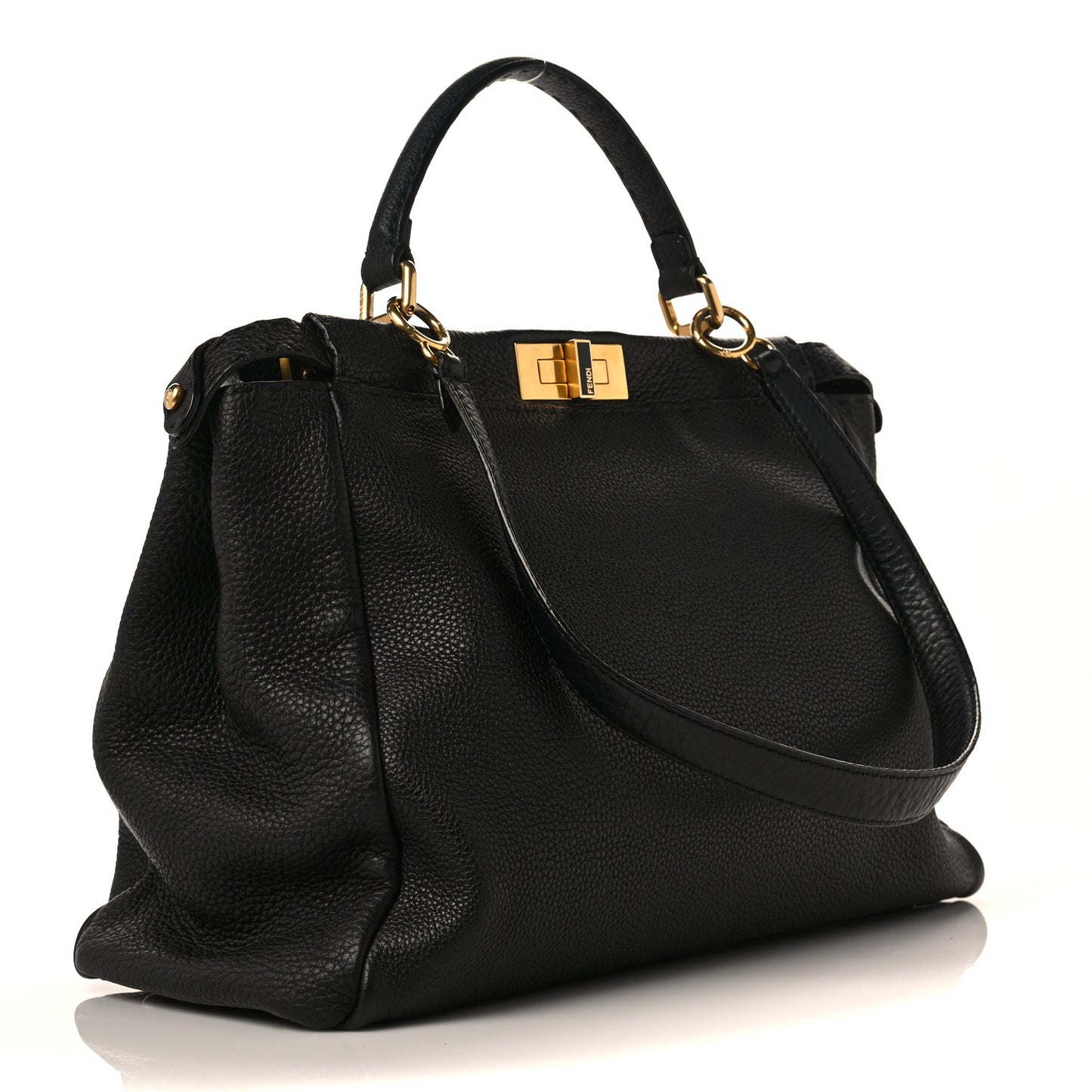 Cuoio Romano Selleria Large Peekaboo Iconic Satchel Black Moro