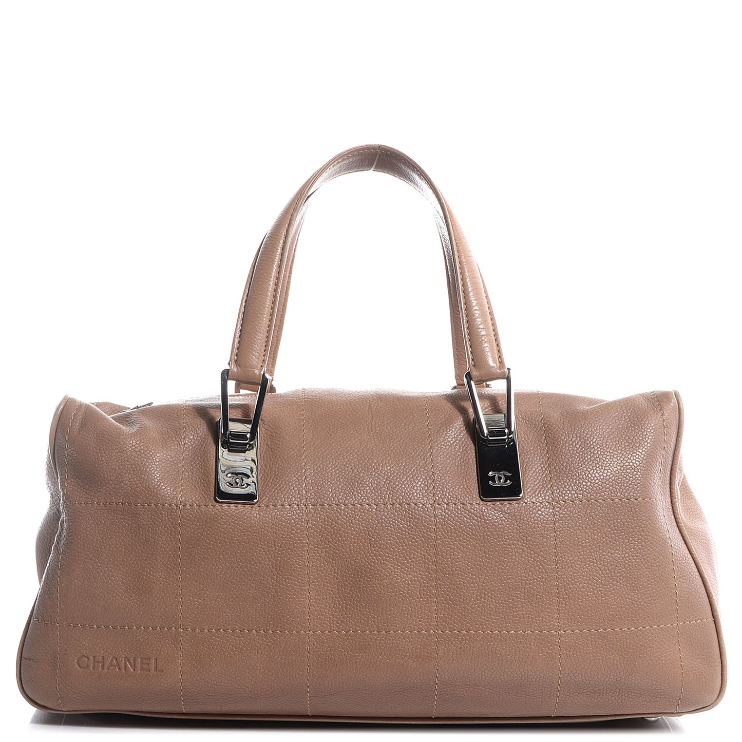 Caviar Square Stitched Bag Beige