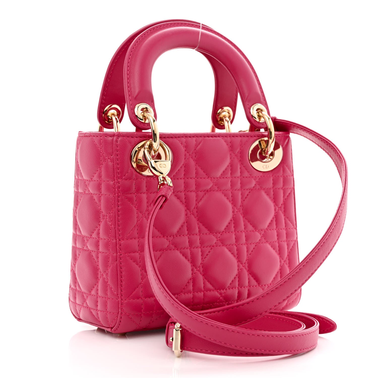 Christian Dior Lambskin Cannage Mini Lady Dior Fuchsia 3 of 10