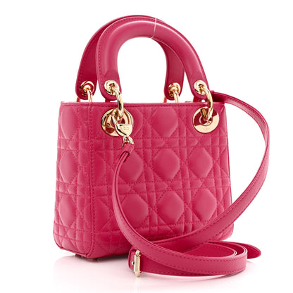 Christian Dior Lambskin Cannage Mini Lady Dior Fuchsia 3 of 10