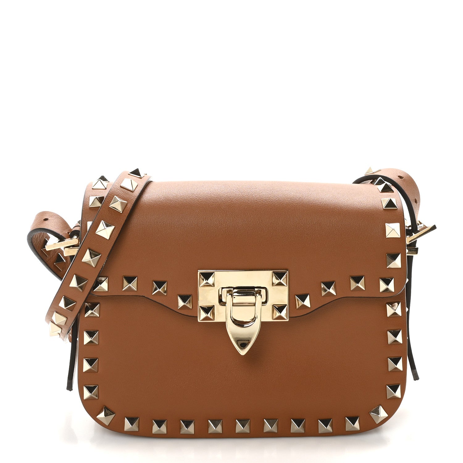 Valentino Garavani Vitello Mini Rockstud Flip Lock Crossbody Bag Light Cuir 1 of 10