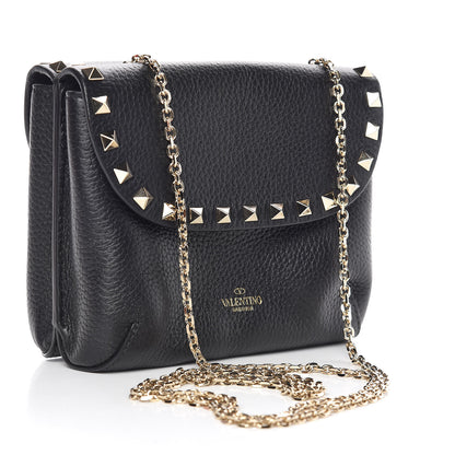 Valentino Garavani Pebbled Calfskin Rockstud Pouch On Chain Black 3 of 10