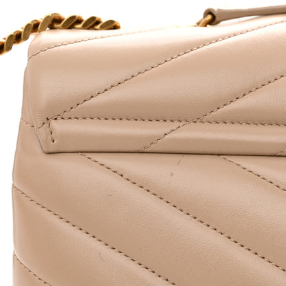 Saint Laurent Calfskin Matelasse Large Loulou Monogram Chain Satchel Dark Beige 13 of 15