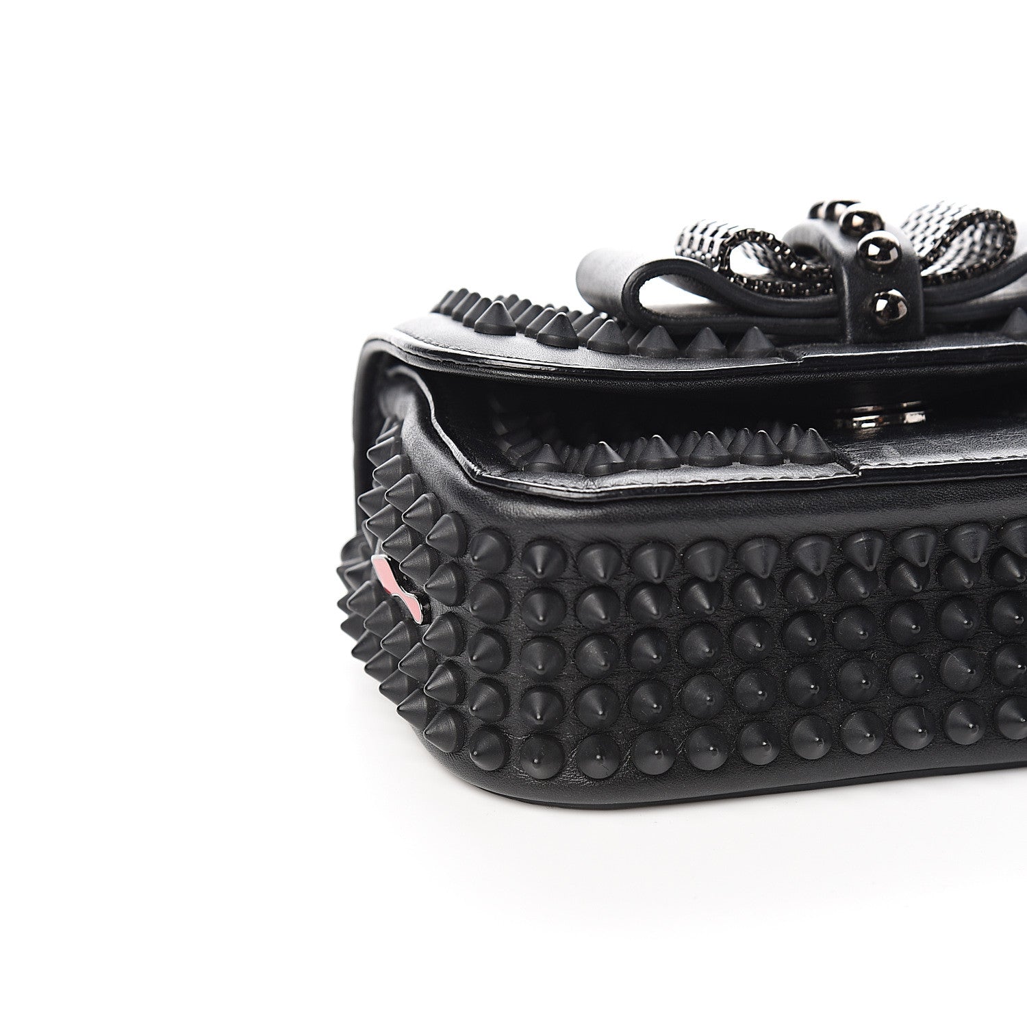 Christian Louboutin Calfskin Spikes Sweety Charity Crossbody Bag Black 8 of 10