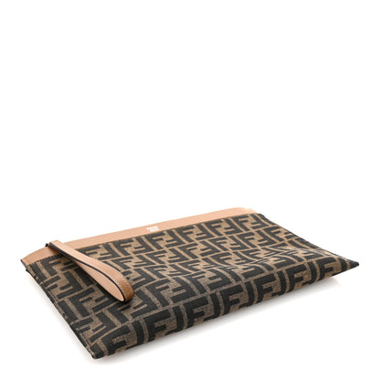 Fendi Vitello King Jacquard FF 1974 Medium Flat Pouch Tobacco Moro Sand 4 of 7