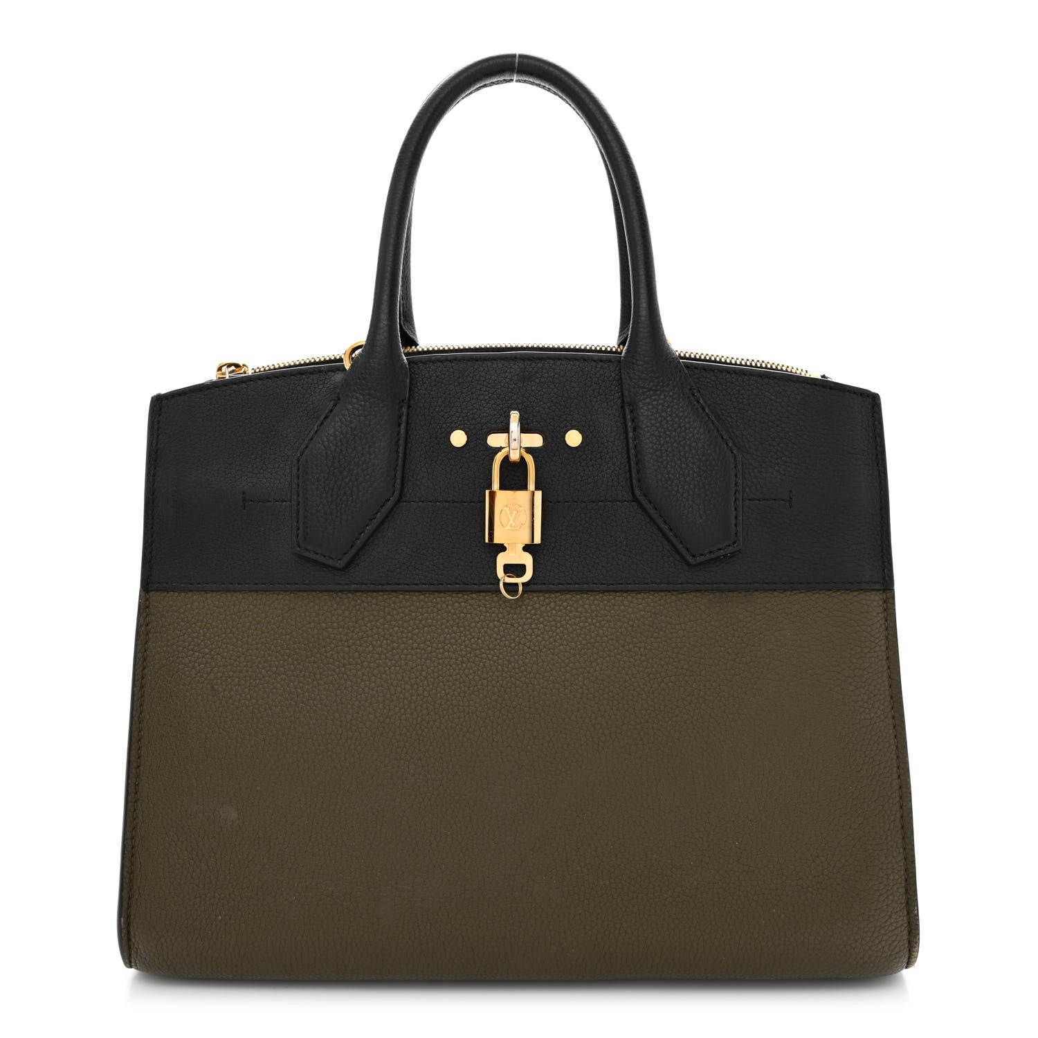 Louis Vuitton Taurillon City Steamer MM Kaki Black 1 of 13