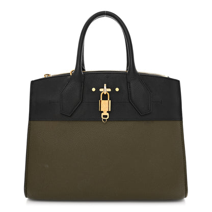 Louis Vuitton Taurillon City Steamer MM Kaki Black 1 of 13