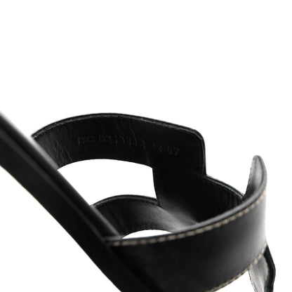 Hermes Box Calfskin Oran Sandals 39.5 Black 9 of 10