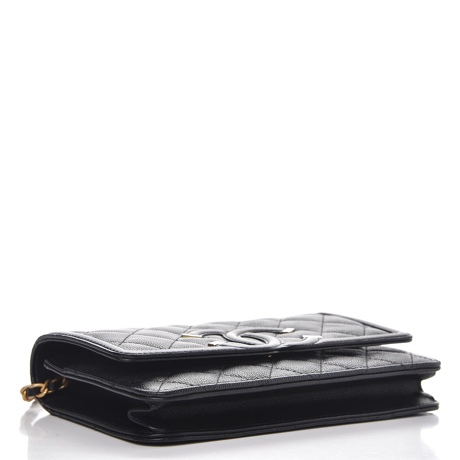 Chanel Caviar Quilted CC Filigree Wallet On Chain WOC Black 4 of 8
