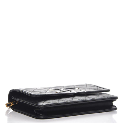 Chanel Caviar Quilted CC Filigree Wallet On Chain WOC Black 4 of 8