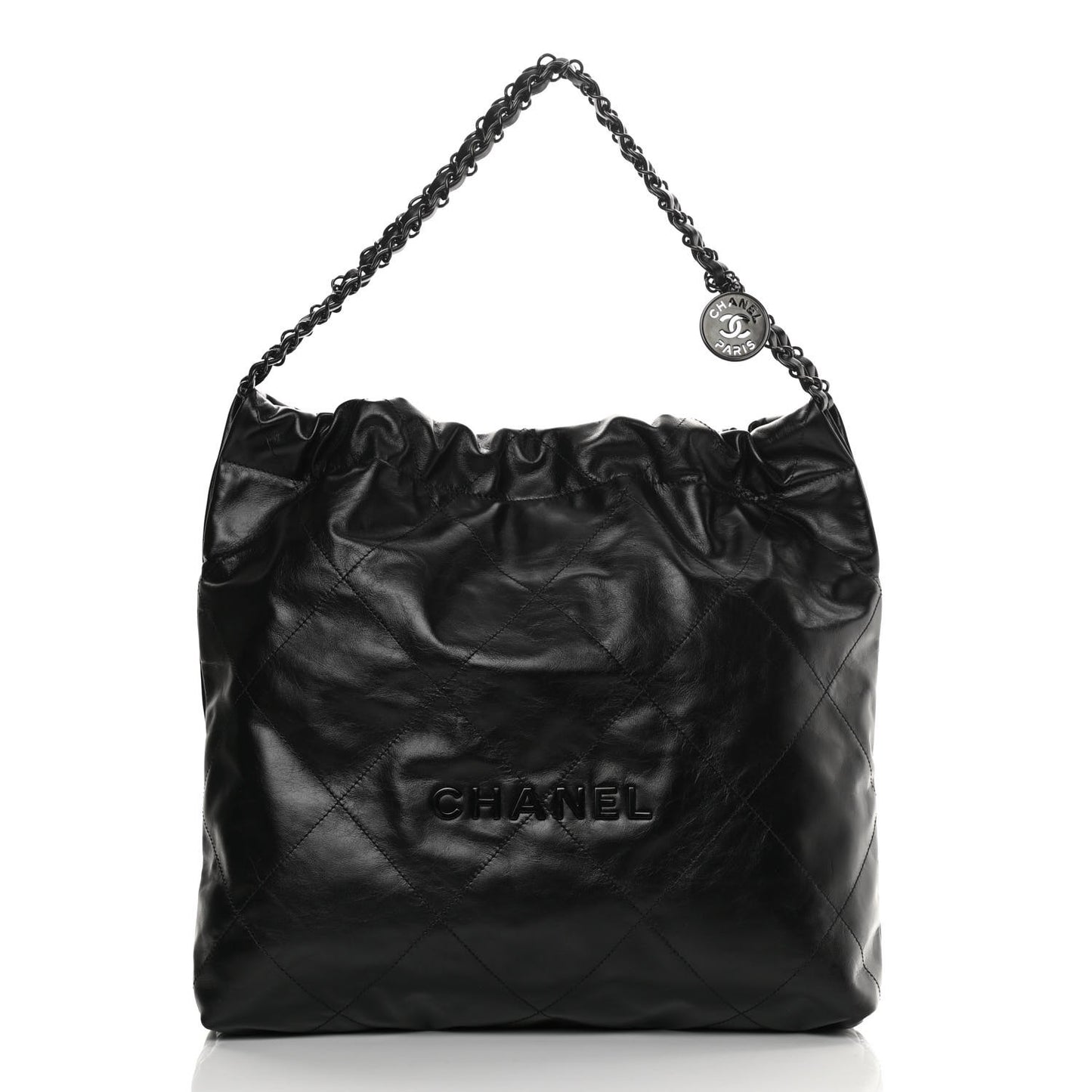 Shiny Calfskin Quilted Chanel 22 So Black