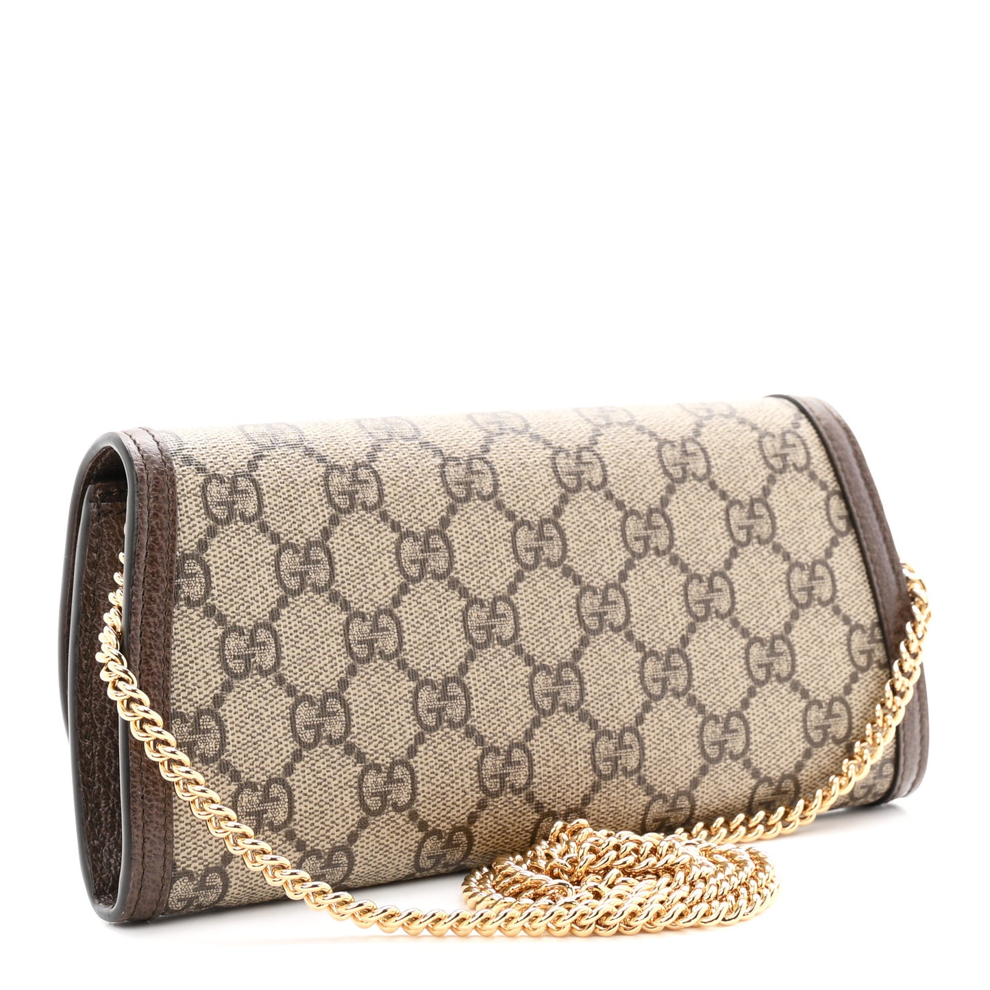 GG Supreme Monogram Textured Dollar Calfskin Blondie Continental Chain Wallet Beige Ebony New Acero