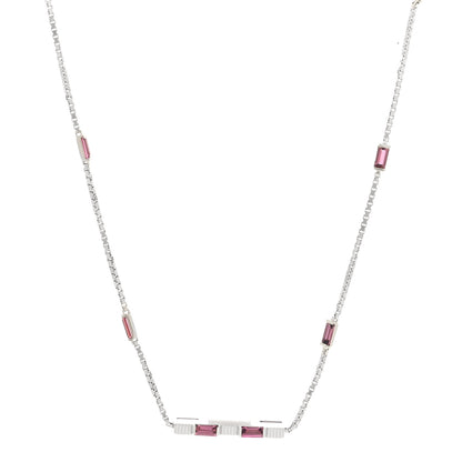 Gucci 18K White Gold Pink Tourmaline Link to Love Bar Necklace 1 of 6