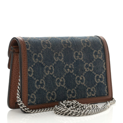 Gucci New Denim GG Monogram Dollar Calfskin Enamel Super Mini Dionysus Shoulder Bag Blue Tea Cuir Epilog Electric Blue 3 of 10