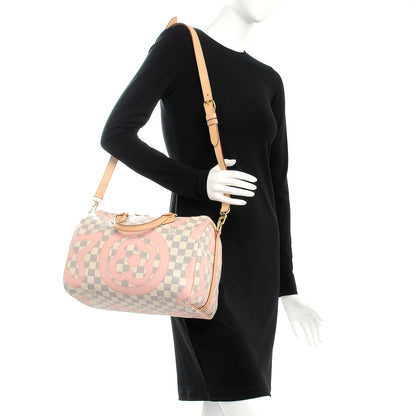 Louis Vuitton Damier Azur Tahitienne Speedy Bandouliere 30 Rose Ballerine 2 of 10