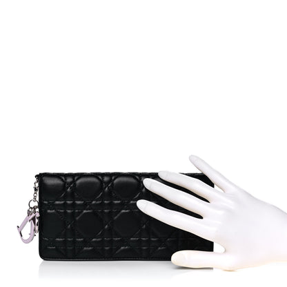 Christian Dior Lambskin Cannage Rendezvous Wallet Black 2 of 10