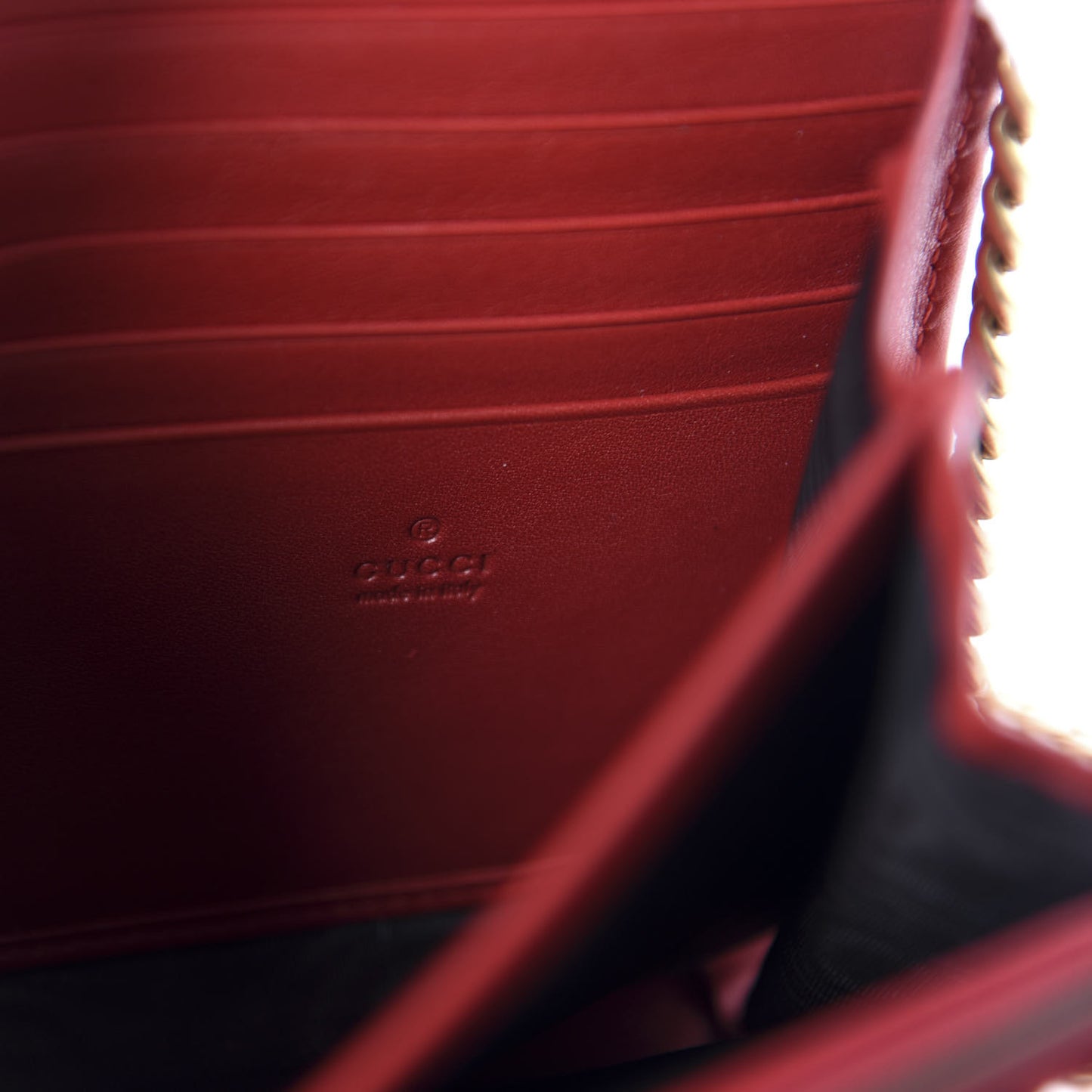 Calfskin Matelasse GG Marmont Chain Wallet Hibiscus Red