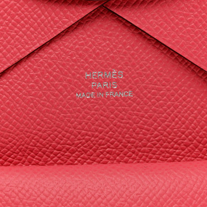 Hermes Epsom Calvi Duo Card Case Rose Azalee 6 of 7