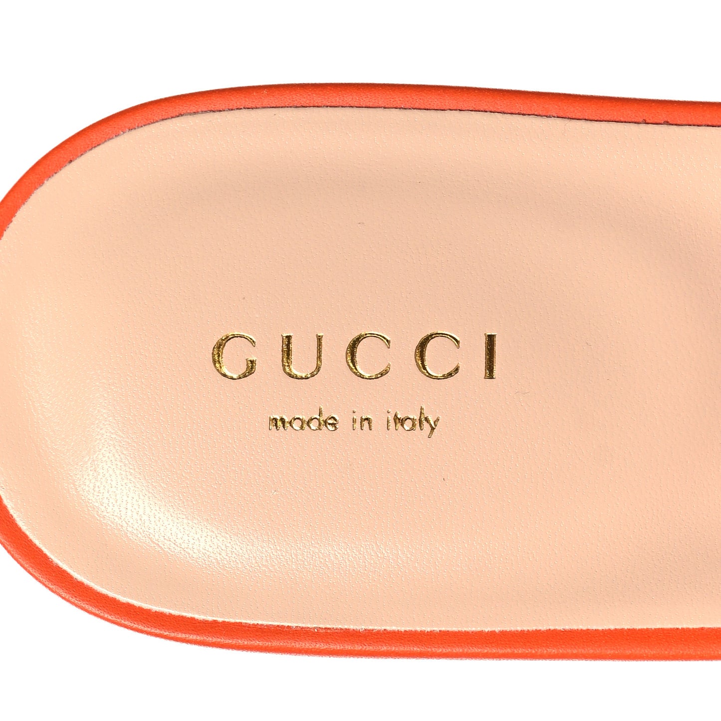 Cosmos Softy Calfskin Interlocking G Cut Out Slide Sandals 39.5 Deep Orange