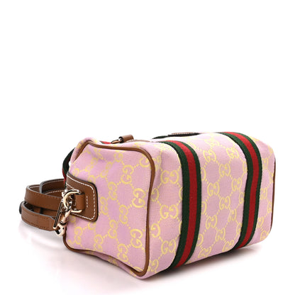 Gucci GG Supreme Web Mini GG Top Handle Bag Pink Yellow Beige 5 of 11