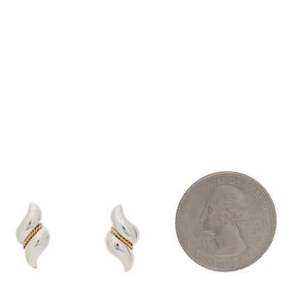 Tiffany Sterling Silver 14K Yellow Gold Chain Twist Earrings 2 of 4
