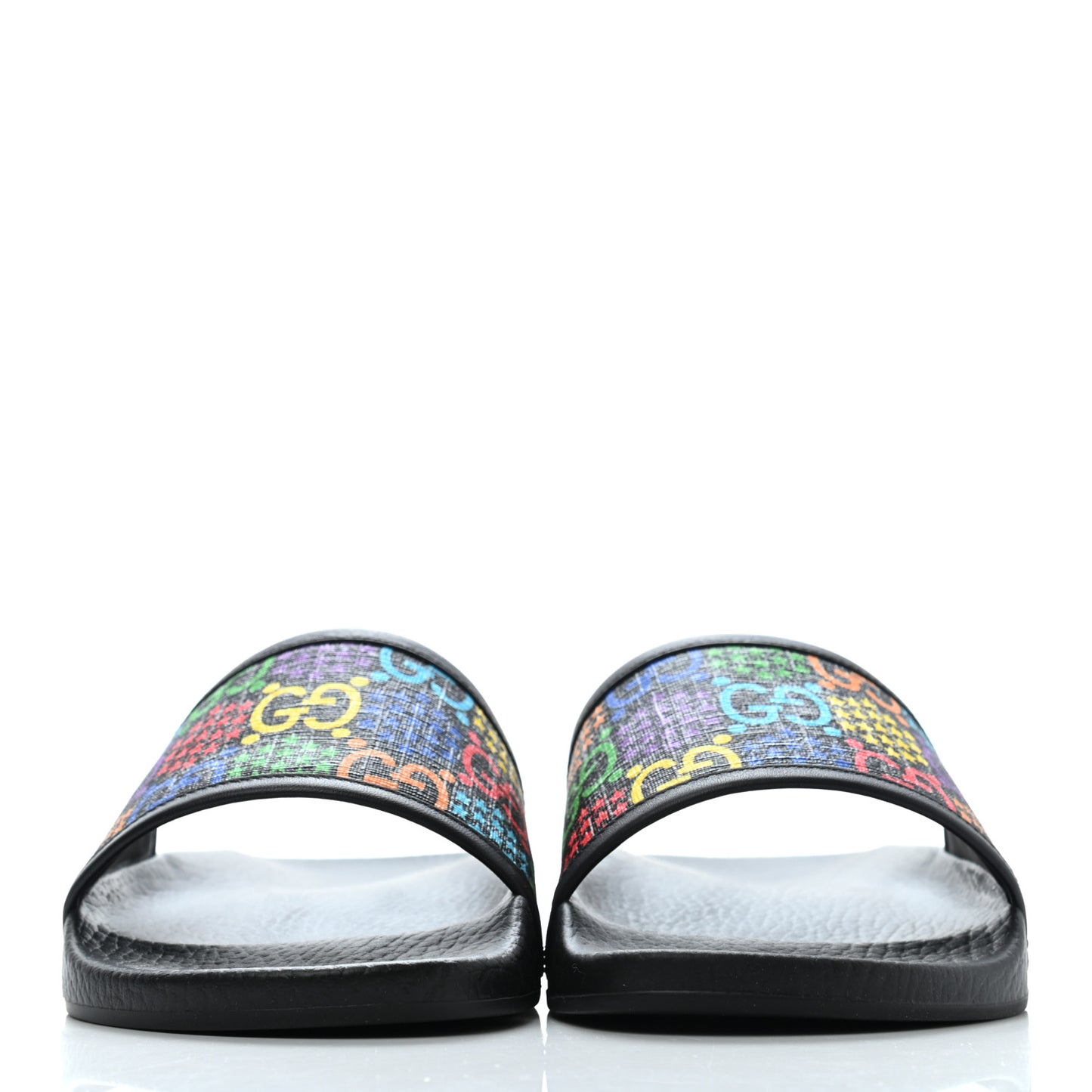 GG Supreme Monogram Psychedelic Mens Slide Sandals 7 Black Multicolor