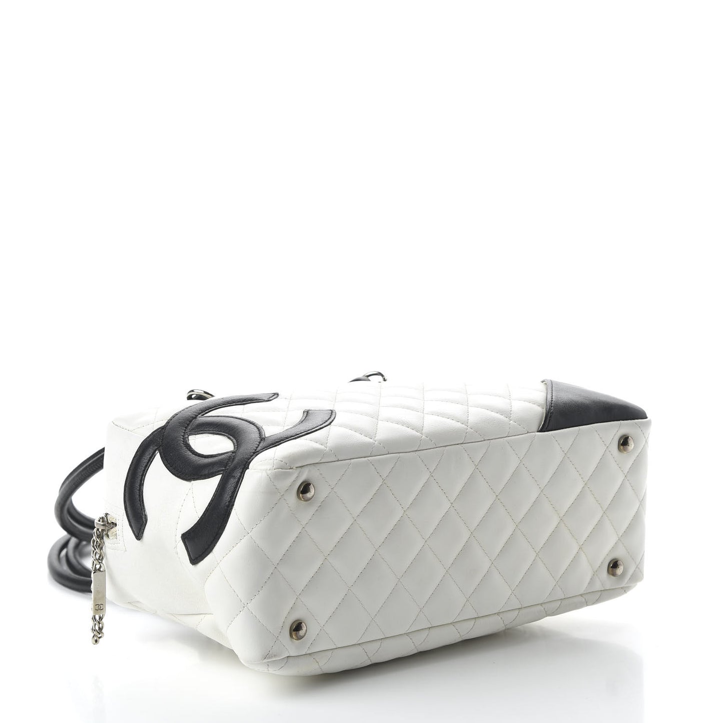 Calfskin Quilted Large Cambon Bowler White Black