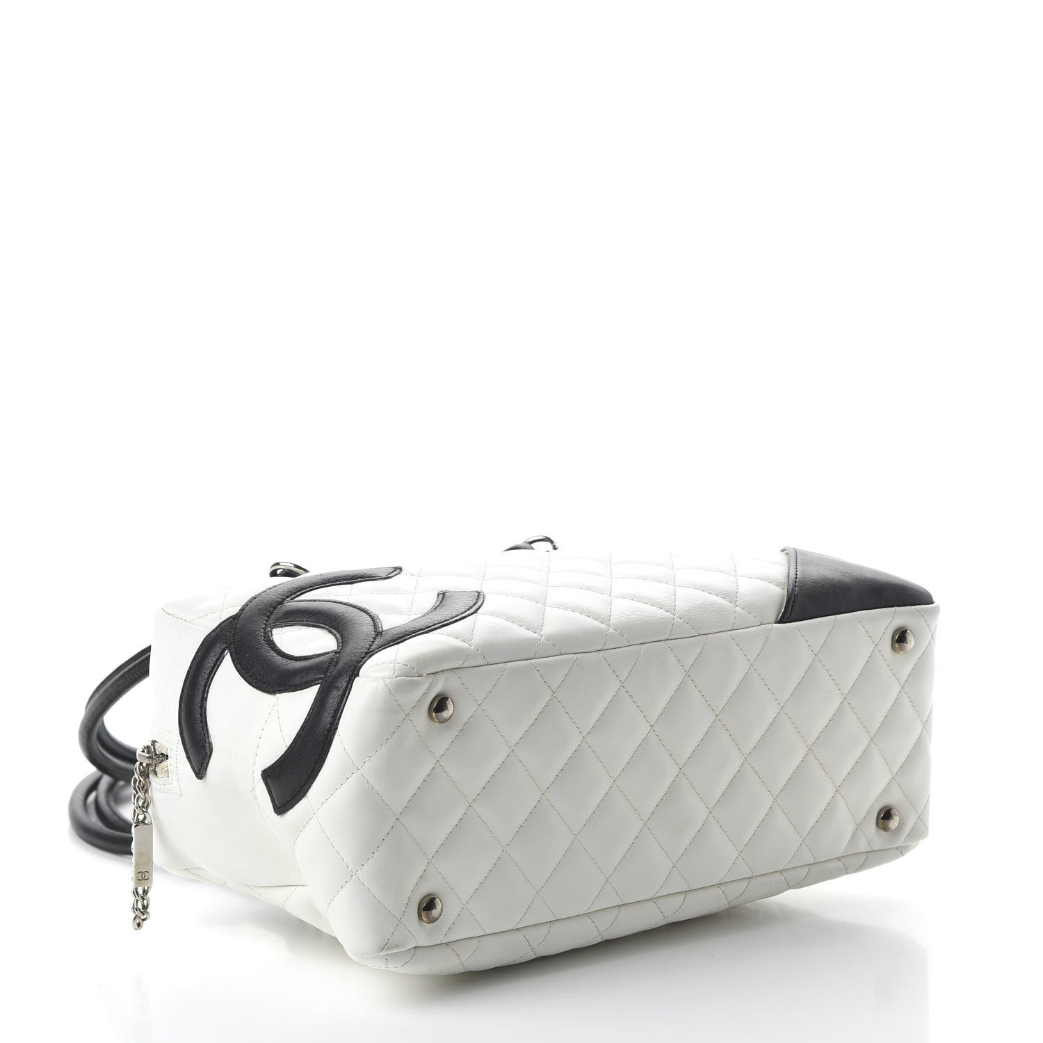 Chanel Calfskin Quilted Large Cambon Bowler White Black 4 of 10